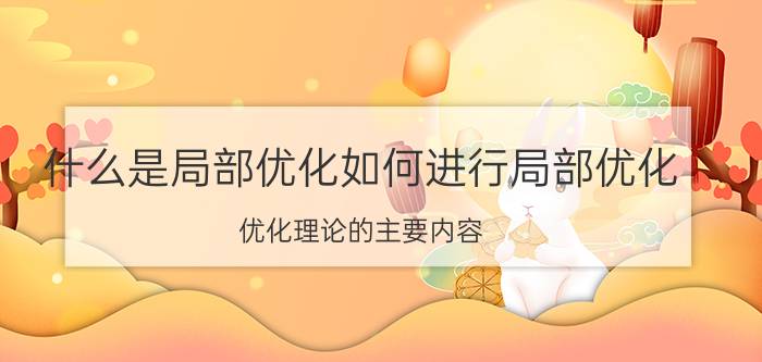 什么是局部优化如何进行局部优化 优化理论的主要内容？